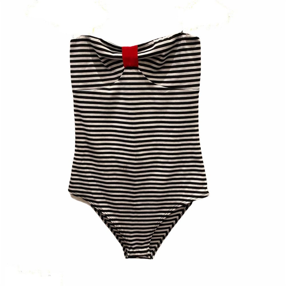 Celine Strapless Bustier Bodysuit Striped Medium